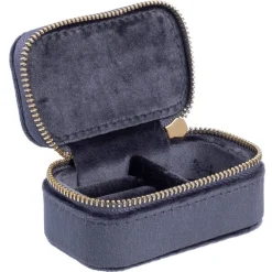 Velvet Jewellery Box Micro Sprarkled Steel Blue