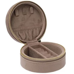 Velvet Jewellery Box Round Taupe