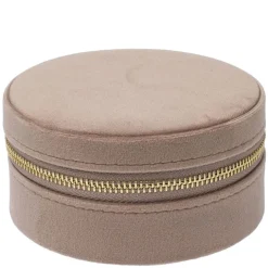 Velvet Jewellery Box Round Taupe