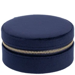 Velvet Jewellery Box Round Navy Blue