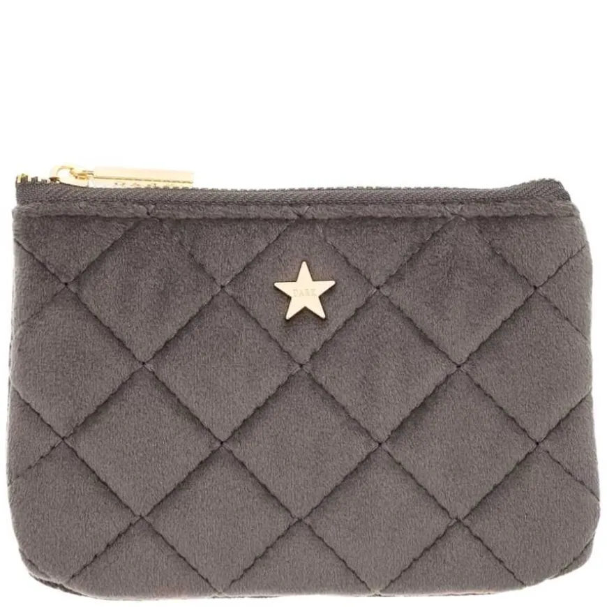Velvet Quilted Mini Pouch Dark Grey