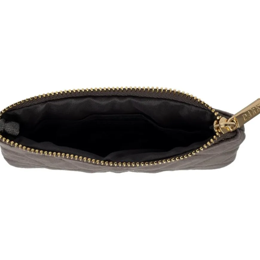 Velvet Quilted Mini Pouch Dark Grey