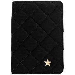 Velvet Quilted Passport Cover Black