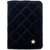 Velvet Quilted Passport Cover Navy Blue