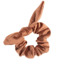 Velvet Scrunchie With Bow Cognaq