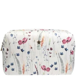 Velvet Square Make-Up Pouch Large Multicolor Flower Pattern