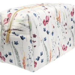 Velvet Square Make-Up Pouch Large Multicolor Flower Pattern