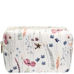 Velvet Square Make-Up Pouch Small Multicolor Flower Pattern