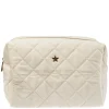 Velvet Square Quilted Make-Up Pouch Large Sand