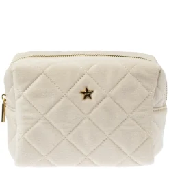 Velvet Square Quilted Make-Up Pouch Small Sand