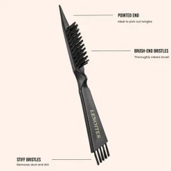 Wild Boar Hair Brush with Cleaning Tool Black