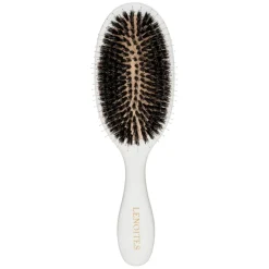 Wild Boar Hair Brush with Cleaning Tool White