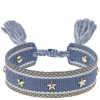 Woven Friendship Bracelet With Star Studs Light Blue With Gold