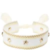 Woven Friendship Bracelet With Star Studs White With Pale Yellow & Gold