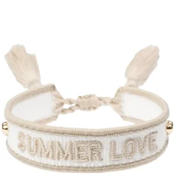Woven Friendship Bracelet Thin "Summer Love" White & Sand
