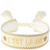 Woven Friendship Bracelet "C'est La Vie" White With Pale Yellow & Gold