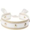 Woven Friendship Bracelet With Star Studs White With Sand & Gold