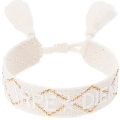 Woven Friendship Bracelet Carpe Diem Vanilla With Gold
