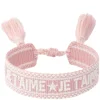 Woven Friendship Bracelet Je T'aime Light Rose