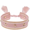 Woven Friendship Bracelet With Star Studs Light Rose With Gold