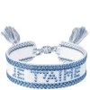 Woven Friendship Bracelet With Crystals "Je T'aime" White With Light Blue