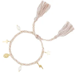 Woven Friendship Bracelet With Charms Sand